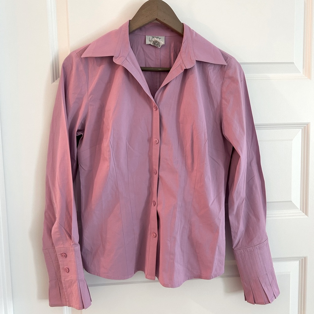 Ann Taylor Loft Pink Shirt with Flare Cuffs Size 6